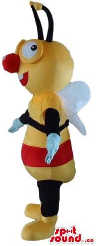 Spotound Crveni nos medeni pčelinji crtani lik Masc Maskot Američki kostimo