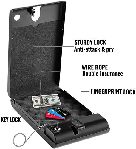 KOQIO 1.5 L kutija za zaključavanje otiska prsta, Mini prijenosni Kućni sefovi tajni Sef sa ključevima za novac nakit za sat s kreditnom