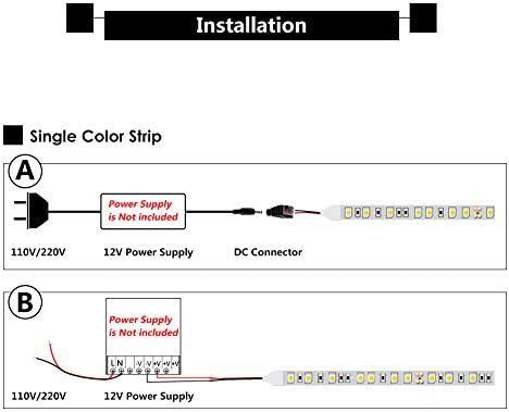 HAUTY vodootporna žuta LED traka, 16ft / 5m SMD5050 300 LED DC12V fleksibilna LED traka za sečenje
