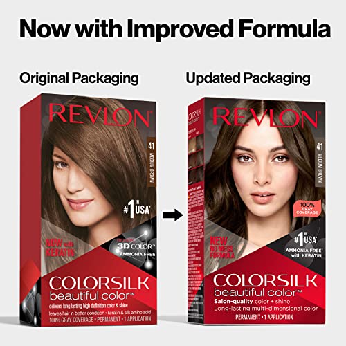 Trajna boja kose Revlon, trajna crvena boja za kosu, Colorsilk sa sijedom pokrivenošću, bez amonijaka, keratina i aminokiselina,