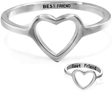 Yopeshy 2 Pack Hollow Love Heart Friendship Rings najbolji prijatelj prstenovi za 2 djevojke nehrđajući čelik graviranje pismo prijatelj