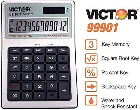 Victor 99901 TUFFCALC Calculator za radnu površinu, 12-znamenkasti LCD