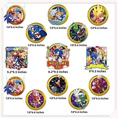 Setvit Sonic Banner party dekoracije, uključujući 13 Giant Hedgehog rođendan dekoracije, rođendanske potrepštine za djecu.