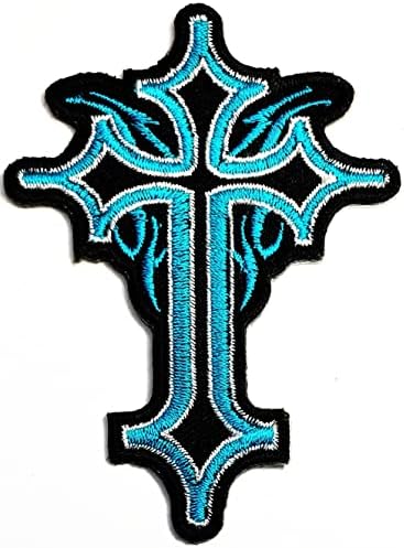 Kleenplus 3kom. Plavi krst Crucifix vezeni gvožđe na šiju na značku za farmerke jakne šeširi ruksaci majice naljepnica Isus Hrist
