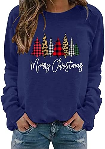 DSODAN božićne dukseve za žene, Xmas stablo grafički tee vrhovi ženskog casual crewneck slova Ispis pulover T majice