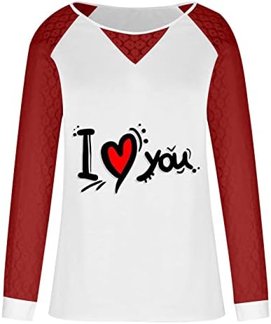 Valentinovo majica za žene za žene dugih rukava čipkasti patchwork bluza Dressy Casual Slatka košulja za pulover