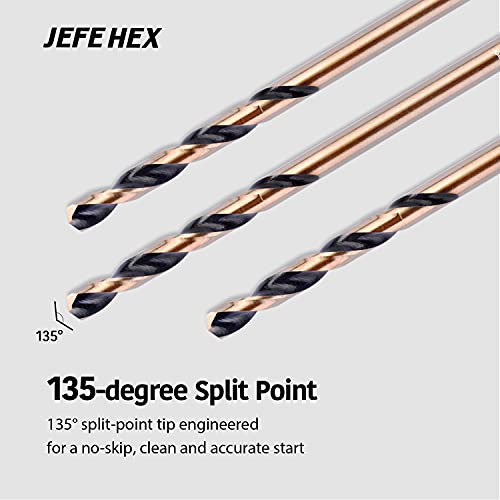 JEFE HEX 1/4 High Speed Steel Black & zlato završio svrdlo, Jobber dužina 3-stan Shank, 135 stepen Split Point, idealno za čelik,