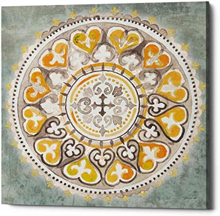 Epski Grafiti 'Mandala Delight Yellow Grey III' Danhui Nai canvas Wall Art, 18 x18