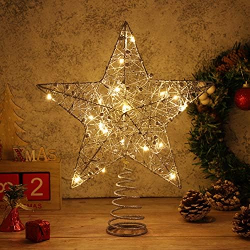 Toyandona Three Toppers Božićni ukrasi Božićno stablo Topper luk osvijetljeni božićni krot zvezda sa božićnim božićnim Xmasom Dekoracija