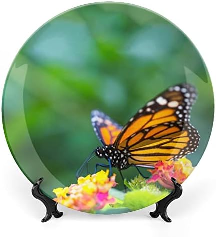 Butterfly monarh na cvijeću keramičke ukrasne ploče sa zaslonom STANDING HEARDING CUSTICED GEDIVANJA Vjenčane svečane poklone za par