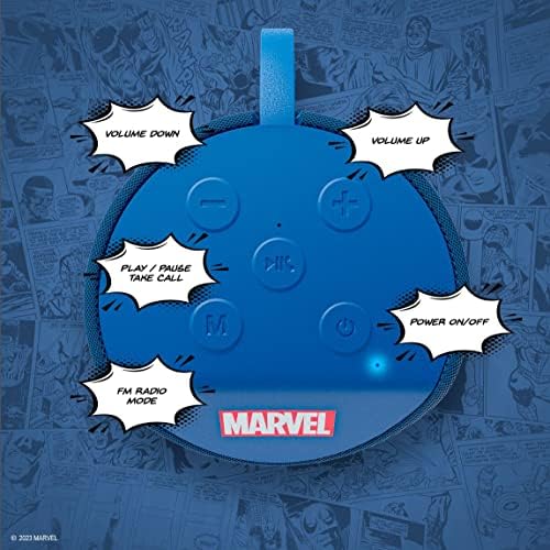 Marvel Avengers bežični Bluetooth zvučnik - vodootporan punjivi Bežični zvučnik sa do 3 sata reprodukcije/utora za SD karticu/FM Radio-Marvel