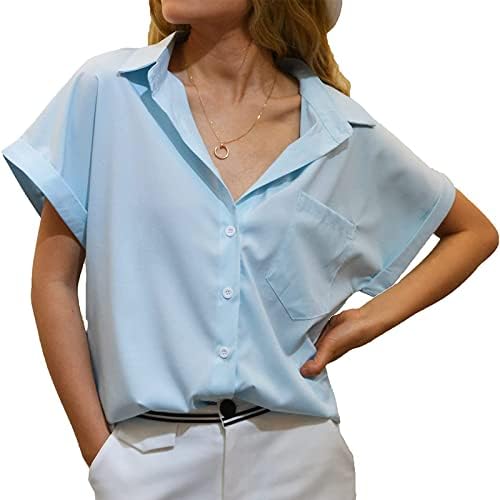 Ženska Vneck bluza Ljeto Jesen kratki rukav 2023 dugme dolje osnovna bluza za dame u in