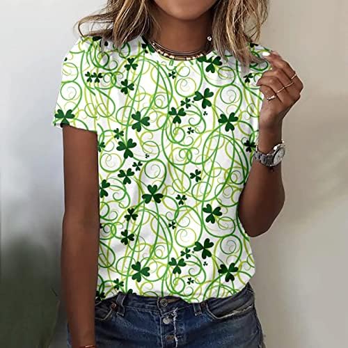 CGGMVCG St. Patricks Dnevne majice za žene Modni okrugli vrat Kratki rukav Ljubav majica St. Patricks Day odjeća