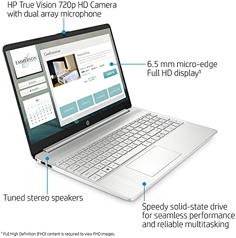 HP 2021 15 Laptop, najnoviji AMD Ryzen 5 5500U 16GB RAM 1TB SSD, 15.6 FHD ekran, Web kamera za Zoom, HDMI, Wi-Fi, lagani tanki dizajn,