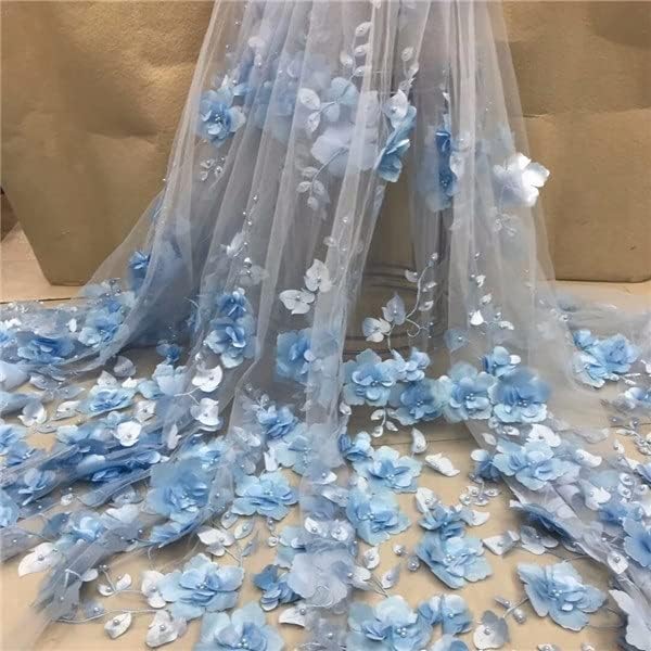 LSDJGDDE 3D Flower čipkasta tkanina sa biserima teška tkanina od tila za šivanje vjenčanica