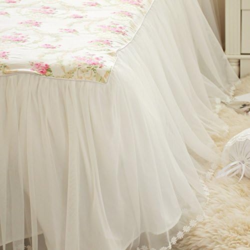 Lelva Girls Posteljina set čipke ruffle Duvet Poklopac sa krevetom suknje princeza posteljina set vintage cvjetni print duvet poklopac