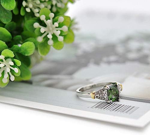 T-Nakit Novi Elegantni Ženski 925 Srebrni Vjenčani Prstenovi Smaragdni Rezani Prsten Od Rodnog Kamena Veličina 6-10