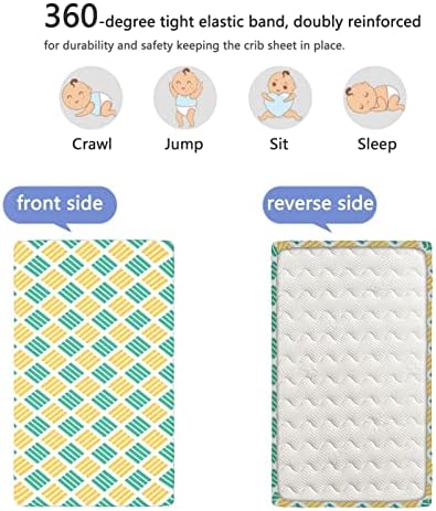 Geometrijski tematski plahti sa krevetima, prenosivi mini listovi krevetića meki i prozračni posteljinski list za dječake za dječake,