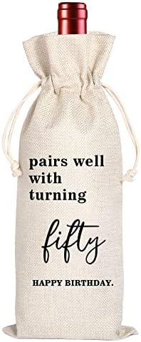 Maydvdv 50. rođendanski poklon za žene | pedeset godina rođendanske vinske vrećice | personalizirana vinska torba | 50. rođendan zabava
