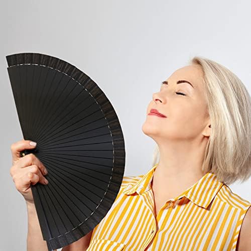 Folsing Fan navijač | Ručni ventilator | Personalizirani drveni ventilatori | Sklopivi i prenosivi | Vintage crna ruka održavala je