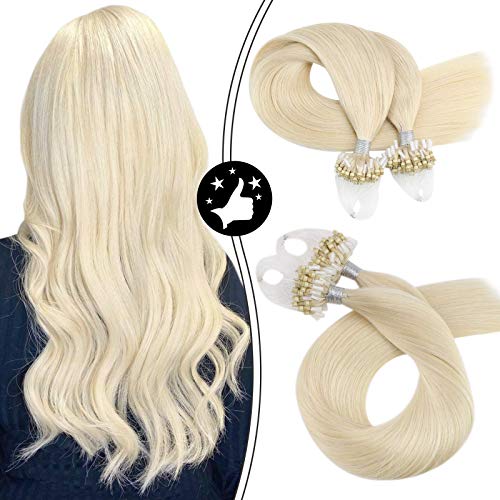 Moresoo 16 Inča Remy Human Hair Micro Ring Hair Extensions Boja 60 Platinum Blue Hair Bundle Itip Hair Extensions Blue Hair Fusion