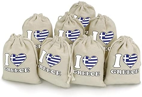 Volim Grčku grčku zastavu Heart Drawstrings torbe za odlaganje bombona poklon torbice za višekratnu upotrebu sklopivi i kompaktni