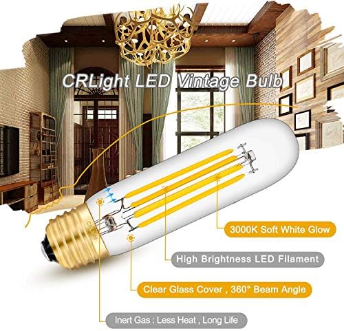 CRLight 8W LED cevasta sijalica sa mogućnošću zatamnjivanja 80W ekvivalentna 800LM, 3000k meka Bela E26 Srednja baza, Vintage Edison