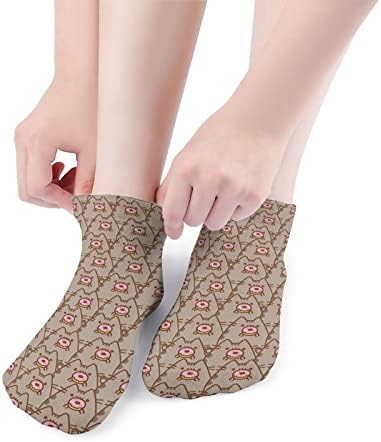 Jedenje krofne mačke 5 parova smiješno trčanje čarape za gležnjeve Atletičke čarape za ne-show jastuke za muškarce žene