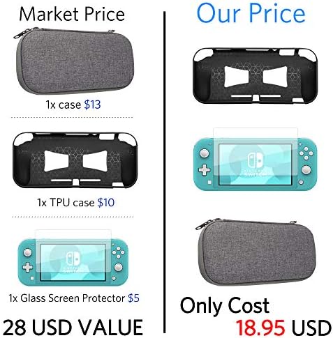 CoBak torbica za nošenje za Nintendo Switch Lite - sa 1 zaštitom ekrana, 1 futrolom za držanje i 4 kape za držanje za palac, Ultra