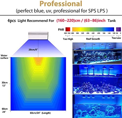 PopBloom 4kom Rl90 pametno Akvarijsko svjetlo, LED svjetlo za akvarijum sa slanom vodom sa App kontrolom za svjetlo za greben rezervoar