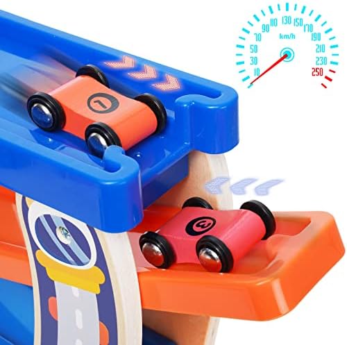 Rash igračke za debljine 3 godine stare drvene rakerske trkačke igračke za čišćenje automobila sa 8 mini automobila, Montessori igračke
