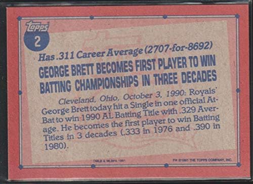 1991 TOPPS 2 George Brett NM-MT Kansas City Royals službeno licencirani MLB bejzbol trgovačka kartica