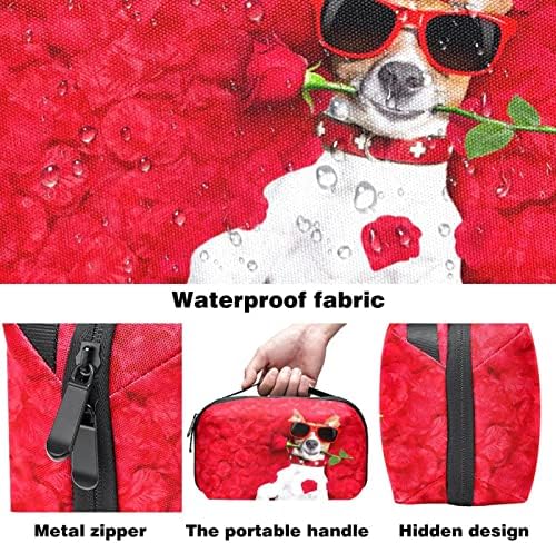 Vodootporna torbica za šminkanje Crvena ruža pas torba za šminkanje Organizator putna toaletna torba sa patentnim zatvaračem mala