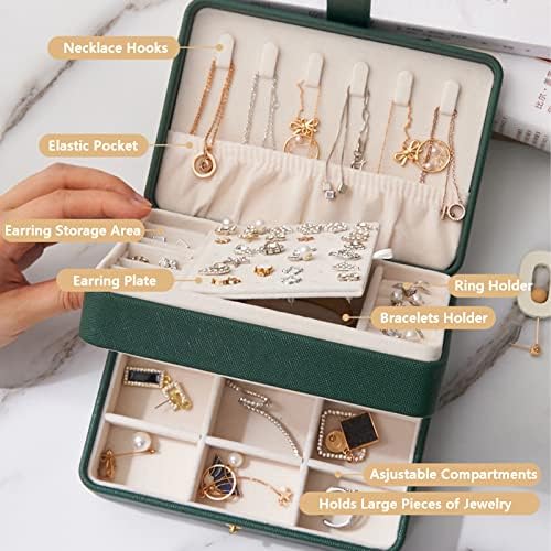 KOOAAICCHI mala kutija za nakit, Organizator putnog nakita, prenosive kutije za nakit za žene poklon za djevojčice, dvoslojni PU kožni