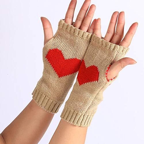 Exilimaraz Hot Nove zimske rukavice Žene Srce Print Mekane rukavice bez prstiju Ručno toplije pletene rukavice