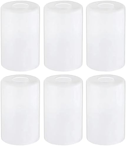Poklopci za sjenilo od 6 pakovanja bijelog mat stakla, elegantne staklene lampe zamjene za rasvjetna tijela, 1-5/8-inčni monter cilindar