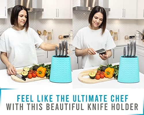 Blok noža za ostavu u kuhinji sa uklonjivim čekinjama - zgodan i siguran stalak za nož za držanje malih i velikih noževa-plavi