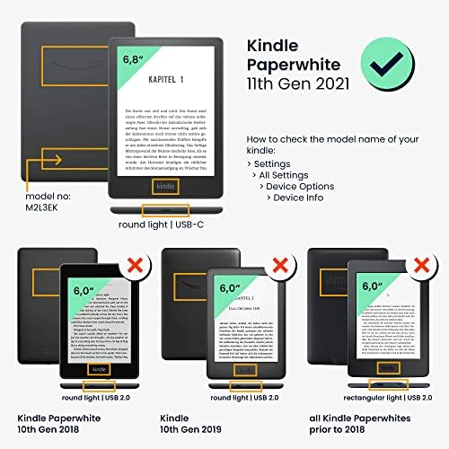 kwmobile futrola kompatibilna sa Kindle Paperwhite 11. Generacija 2021 - Umjetna Nubuk Koža - Dandelion Love Grey