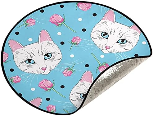 Roses Cat Christen Tree Mat Vodootporni stalak za stalke Mat tepih ispod božićnog drvca Pribor za Xmas Ornament Holiday Domna ponuda