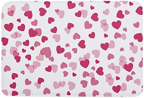 Pink Love Heart Valentine tepisi za kupanje bijela pozadina Valentinovo podna prostirka za dobrodošlicu prostirke za kupanje, neklizajuća