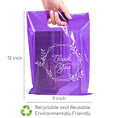 100 Thank You Bags for Business Small Purple Color 1.5 Mil 9& 34;x12 & 34; merchandise Bags Extra debele sjajne ljubičaste torbe