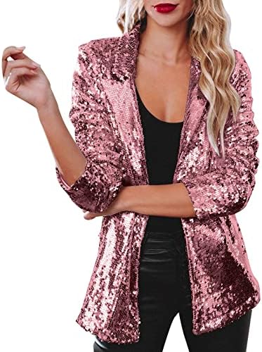 Sequin Blazer za žene svjetlucava jakna casual dugih rukava sjajni zabava sjajni kaput od laganog blejzera