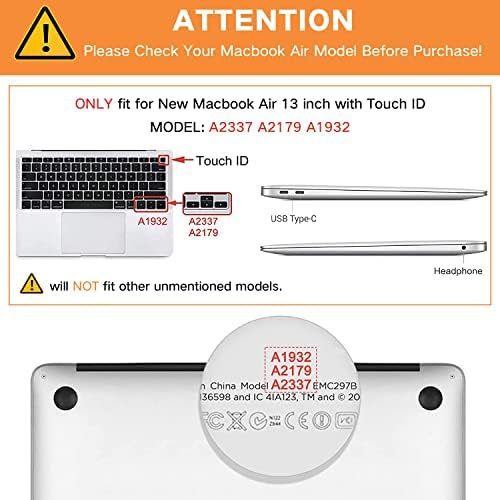 Sufford MacBook Air 13 inčni CASE 2020 2019 2018 Release A2337 M1 / ​​A2179 / A1932, Tvrda plastična školjka i poklopac tastature