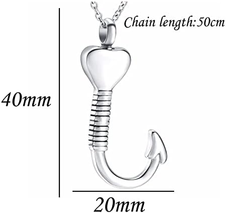 Dotuiarg urn ogrlica za pepeo u obliku srčanog oblika riblje kuka kremacija URN privjesak za urn nakit nakita