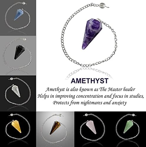 Aliza CRYSTAL SHOP Amethyst Crystal Pendulum za divinaciju-Radiestezijsko klatno sa lancem čakri i kristalnom kuglom za Reiki Iscjeljivanje