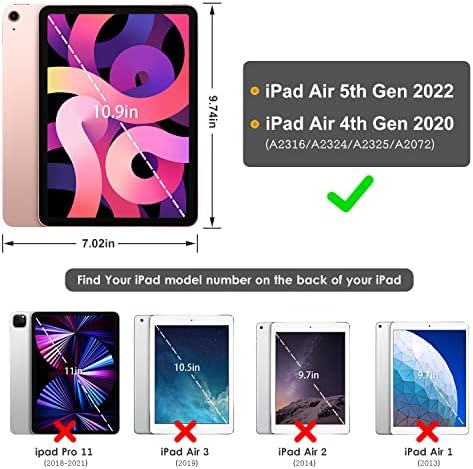 DTTO futrola za iPad Air 5th Generation 2022 / iPad Air 4th Generation 2020, meka prozirna zamrznuta stražnji poklopac Slim Smart