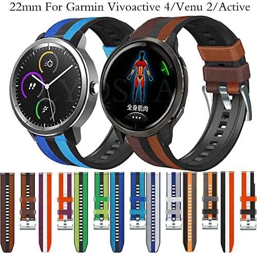 Sawidee 22mm koža + silikonski sat za garmin venu 2 žene muškarci ručni narukvica kaiševina za vinoaktivne 4 / aktivne / forunner