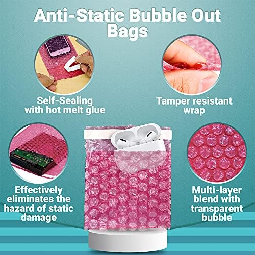 APQ antistatičke mjehuriće torbe 4 x 3,5 inča, pakovanje vrećica za mjehuriće od 25 ružičaste samootporne, vodootporne vrećice protiv