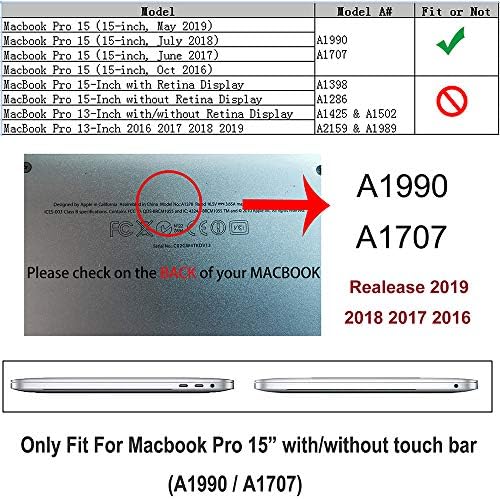 Slučaj Ruban za MacBook Pro 15 inča 2019 2018 2017 Release A1900 / A1707 sa dodirnom trakom, plastičnom prekrivaču tvrdog školjka,
