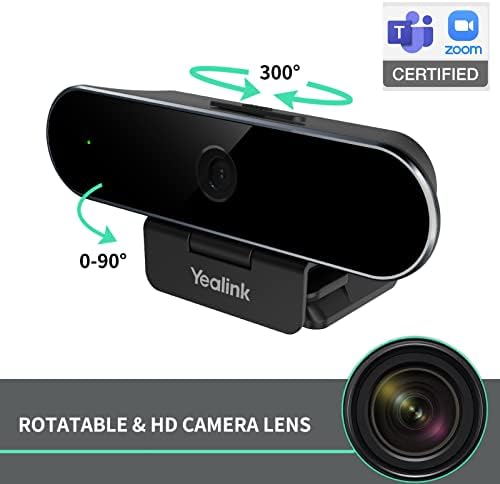 Yealink Webcam HD sa Bluetooth zvučnikom certificiranim za timove, ugrađeni mikrofon za konferencijske sastanke, kompatibilan sa Zoom